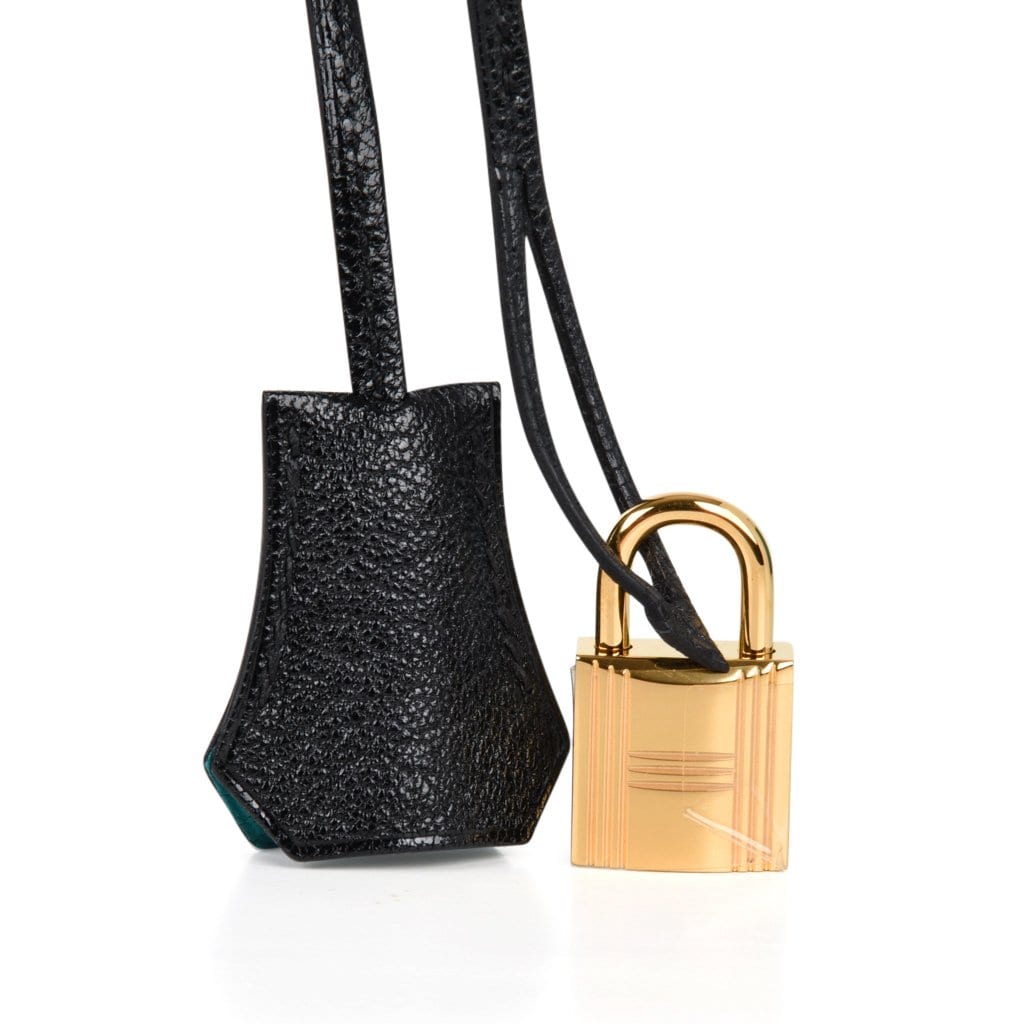 👜Kelly 25 Sellier Bag HSS Blue Paon / Black Chevre Mysore Gold Hardware