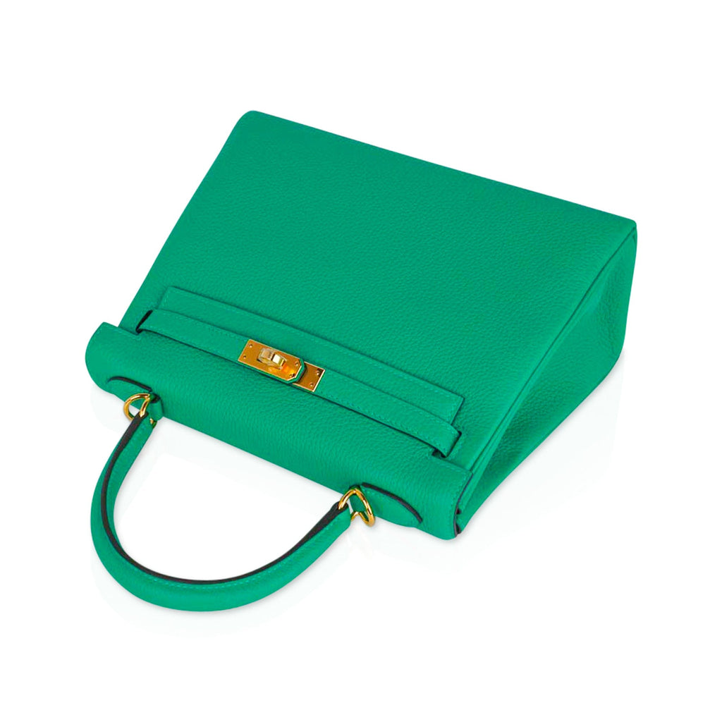 👜Kelly Retourne 25 Bag Menthe Togo Gold Hardware New w/Box