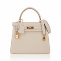 👜Kelly Retourne 25 Bag Craie Togo Leather with Gold Hardware