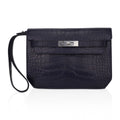 👜Kelly Depeches 25 Pouch Blue Indigo Matte Alligator with Palladium Hardware