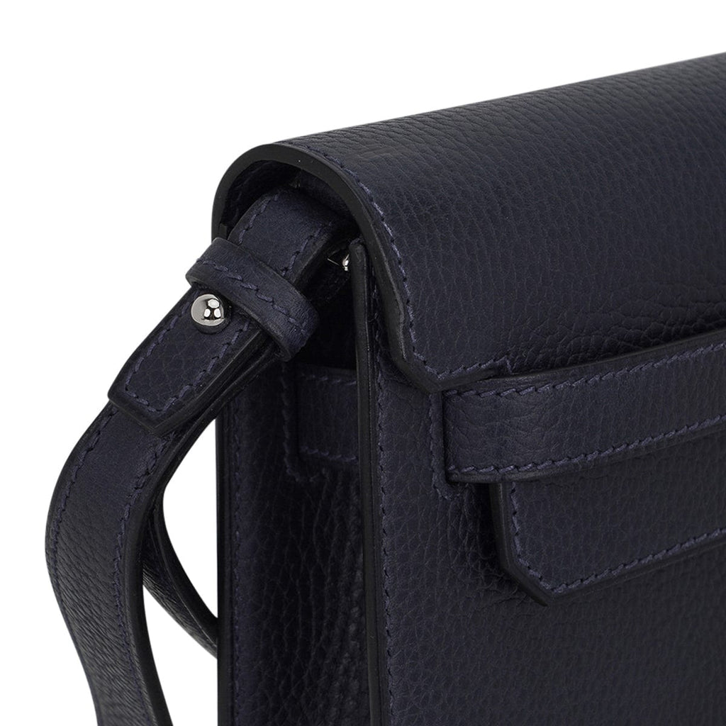 👜Kelly Depeches 25 Pouch Blue Ocean Galop D’Vache Leather with Palladium Hardware