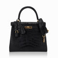 👜Kelly 25 Retourne Bag Black Matte Alligator with Gold Hardware