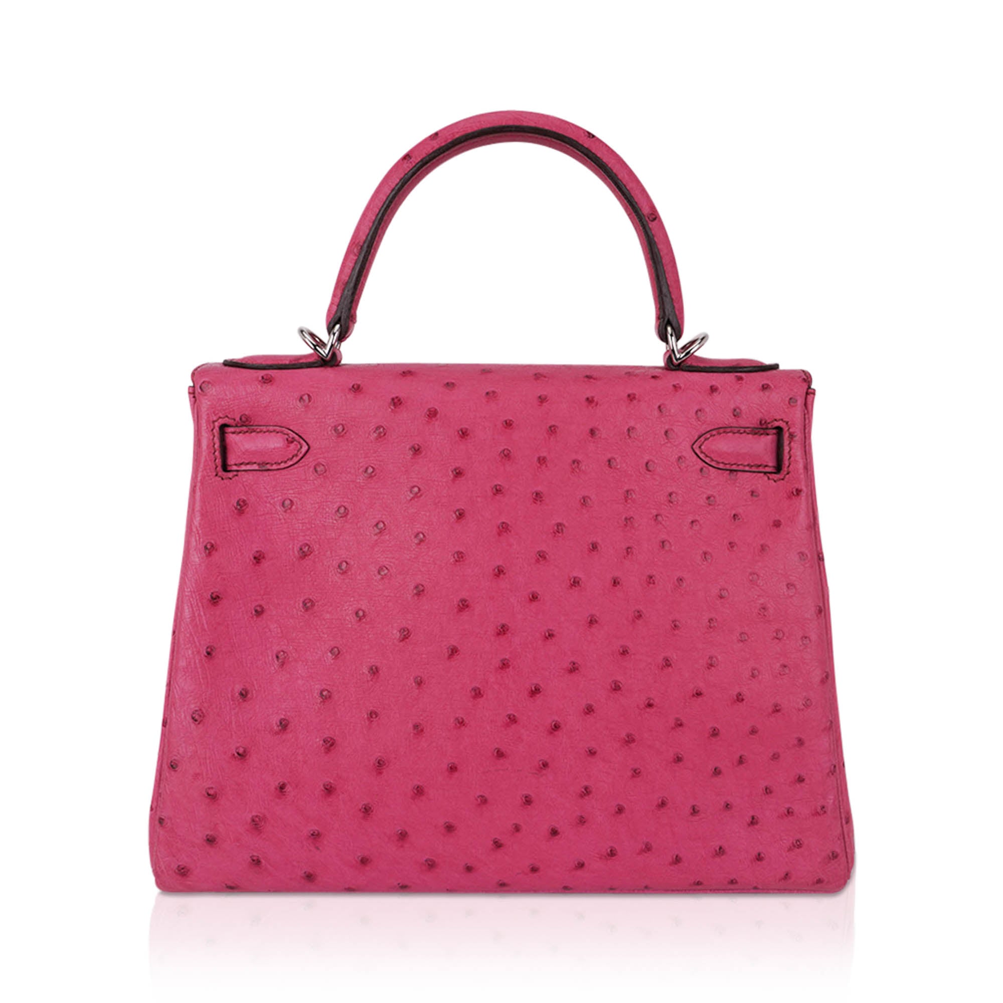 👜Kelly 25 Retourne Bag Fuchsia Ostrich with Palladium Hardware
