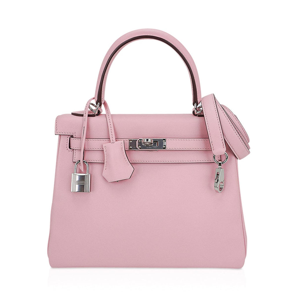 👜Kelly 25 Bag Rose Sakura Swift Leather with Palladium Hardware