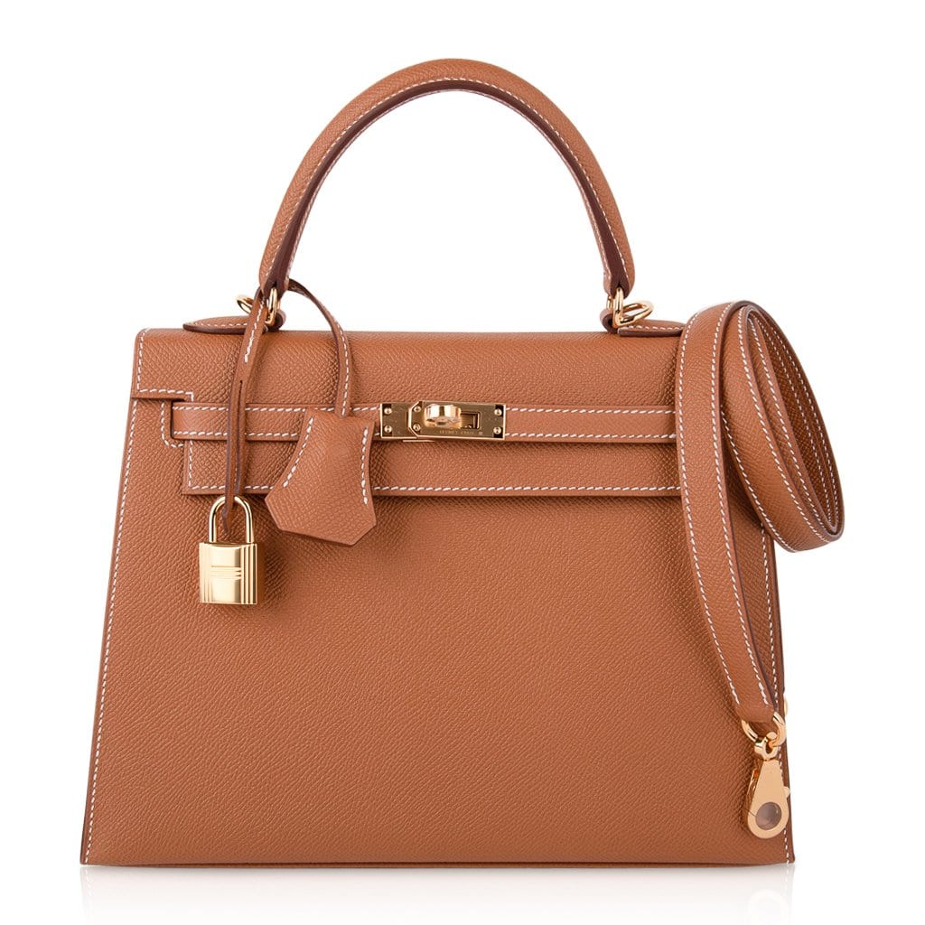👜Kelly 25 Sellier Bag Gold Epsom Leather with Gold Hardware