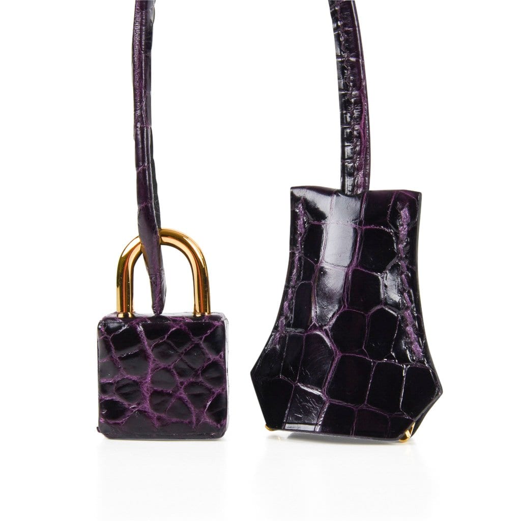 👜Kelly 25 Bag Sellier Crocodile Prunoir Gold Hardware