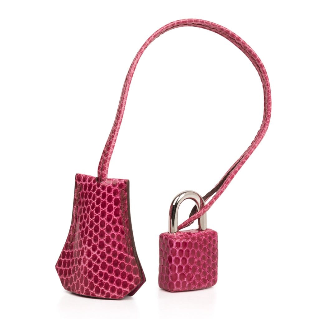 👜Kelly 25 Sellier Bag Fuschia Lizard with Palladium Hardware