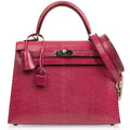 👜Kelly 25 Sellier Bag Fuschia Lizard with Palladium Hardware