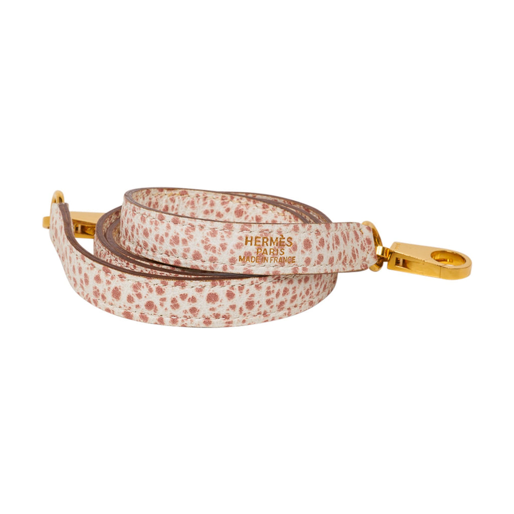 👜Kelly 28 Pink Dalmation Buffalo Skipper Leather Bag Gold Hardware