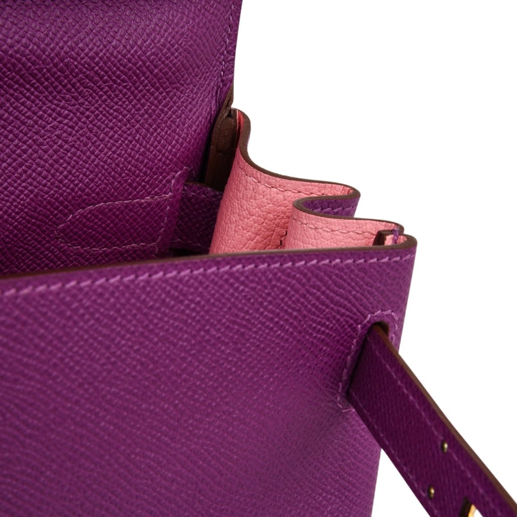 👜Kelly HSS 28 Bag Anemone Pink Retourne Epsom Brushed Gold