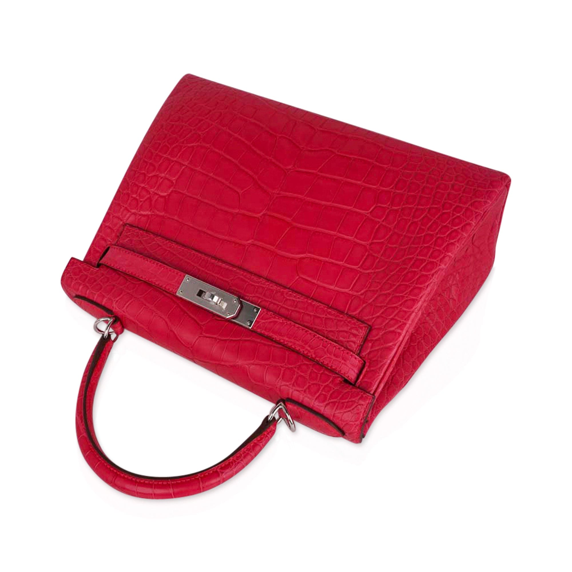 👜Kelly 28 Bag Rose Extreme Matte Alligator with Palladium Hardware