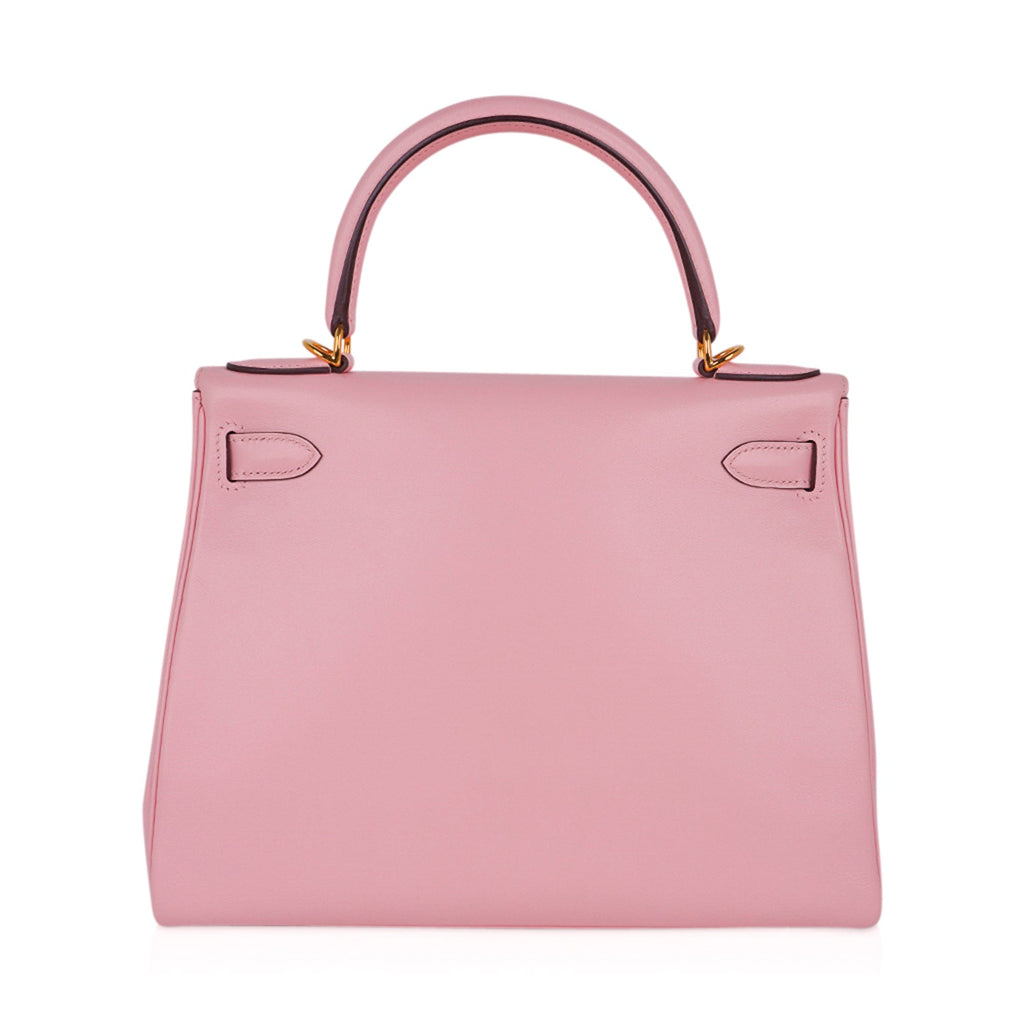 👜Kelly 28 Bag Rose Sakura Gold Hardware Swift Leather