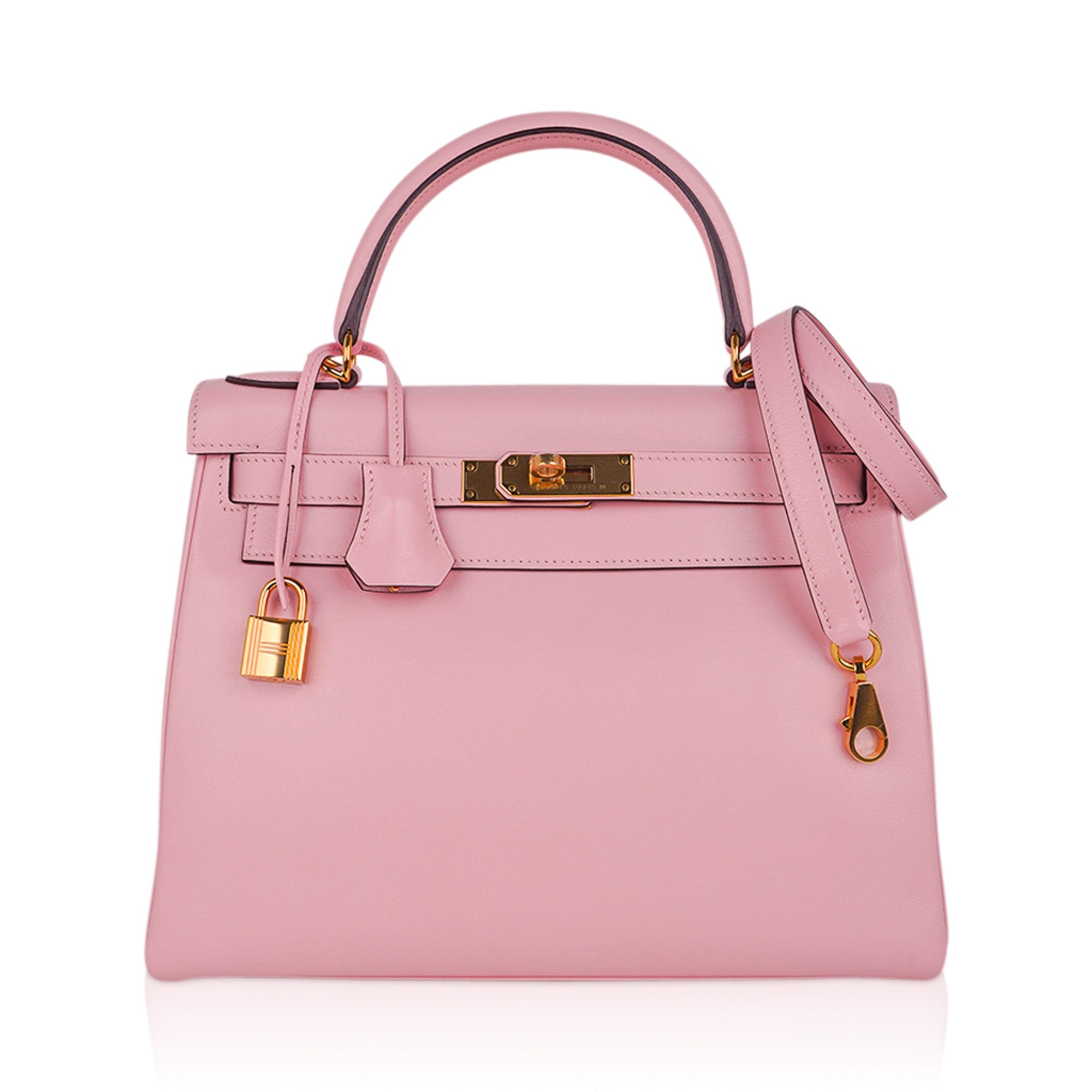 👜Kelly 28 Bag Rose Sakura Gold Hardware Swift Leather
