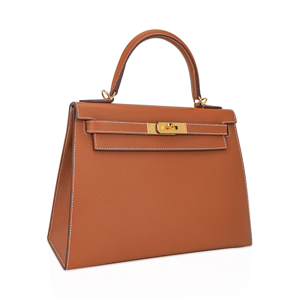 👜Kelly 28 Sellier Bag Gold Epsom Leather with Gold Hardware
