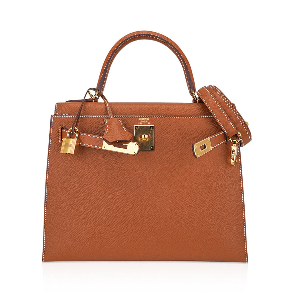 👜Kelly 28 Sellier Bag Gold Epsom Leather with Gold Hardware