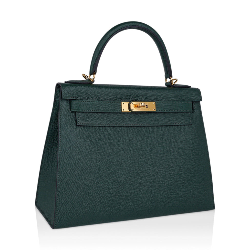 👜Kelly Sellier 28 Bag Vert Anglais Epsom Leather with Gold Hardware