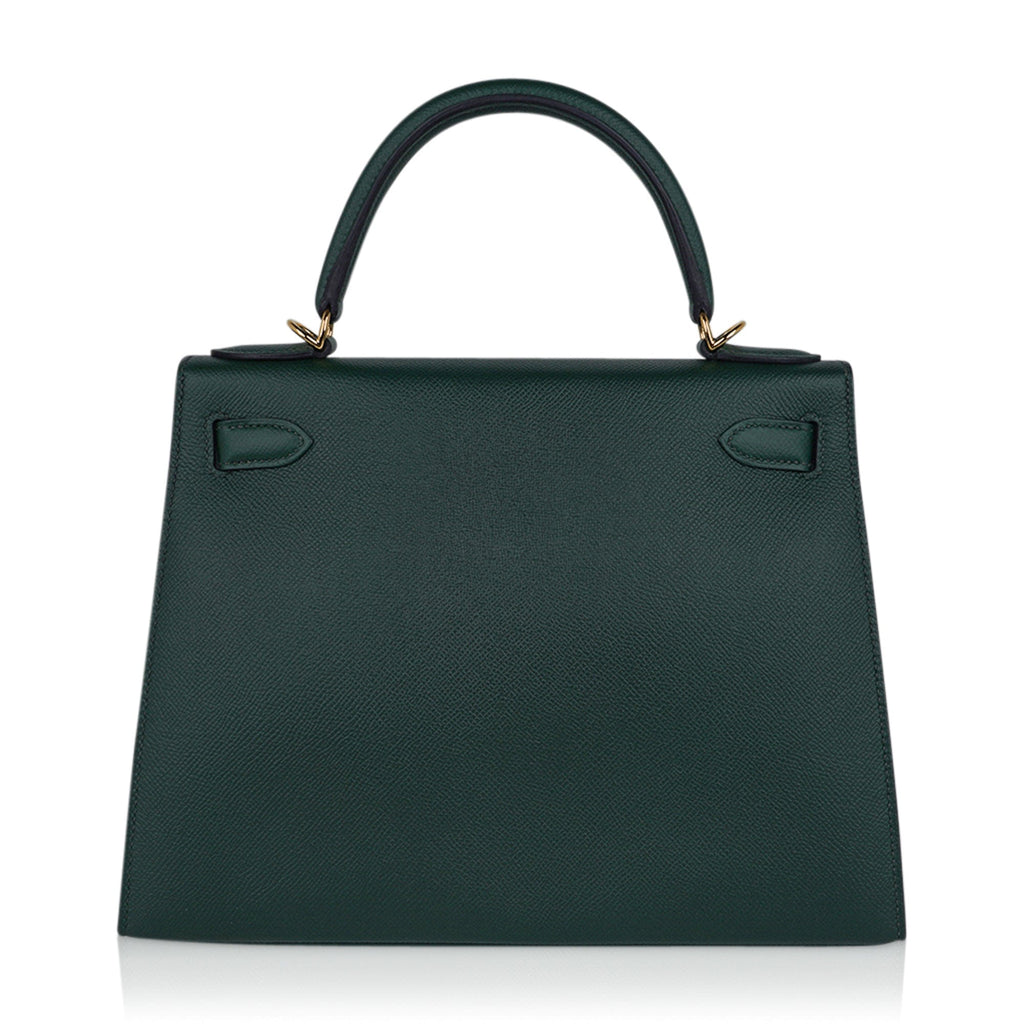 👜Kelly Sellier 28 Bag Vert Anglais Epsom Leather with Gold Hardware