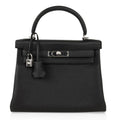 👜Kelly 28 Bag Black Retourne Togo Palladium Hardware