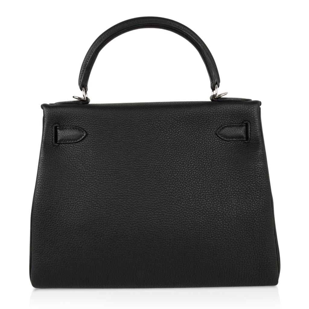 👜Kelly 28 Bag Black Retourne Togo Palladium Hardware