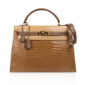 👜Limited Edition Tri-Color Kelly Sellier 32 Bag  Poussiere Poudre Ficelle Porosus Crocodile