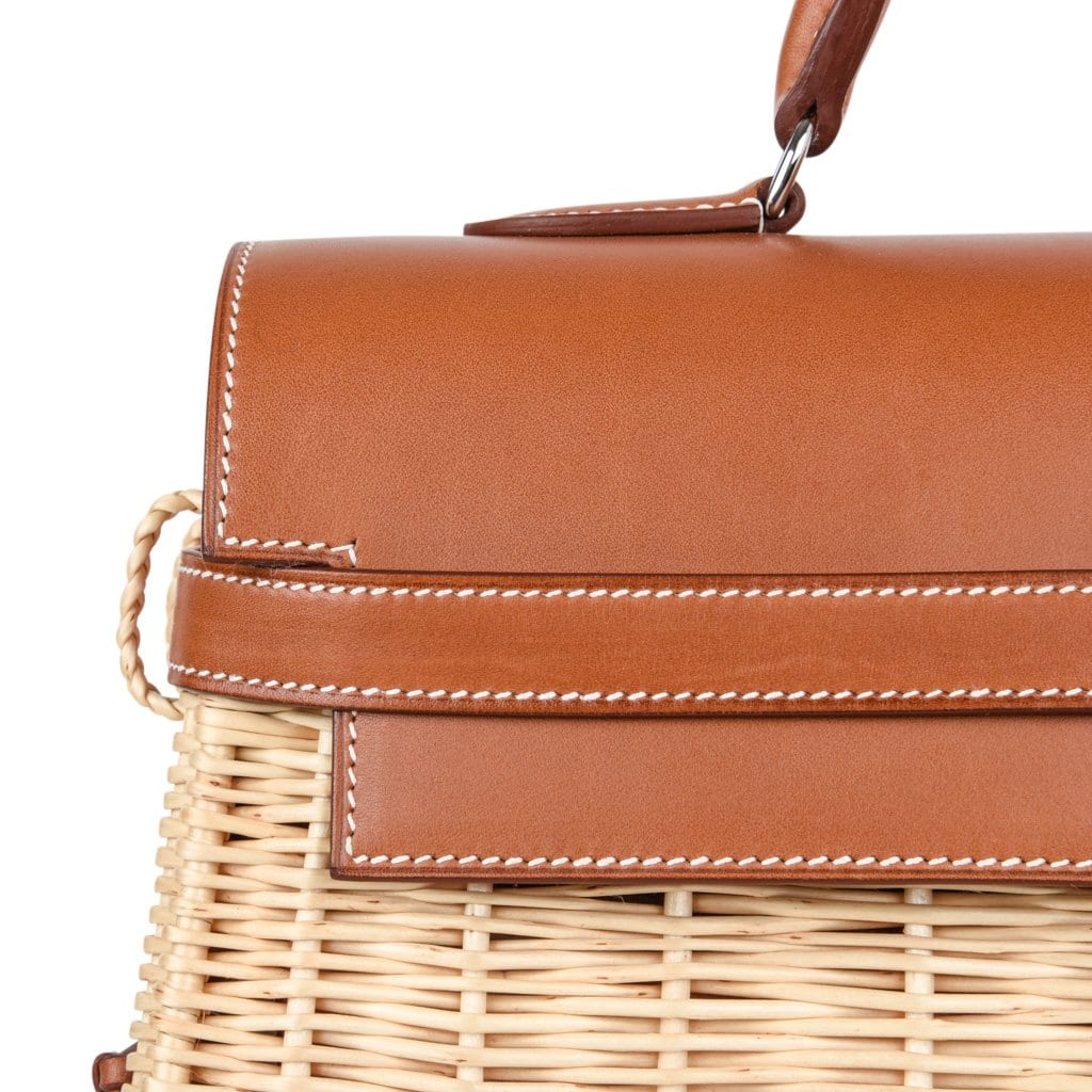 👜Kelly 35 Bag Picnic Wicker / Osier Palladium Hardware Limited Edition