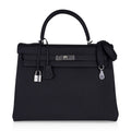 👜Kelly 35 Bag Black Retourne Togo Palladium Hardware New