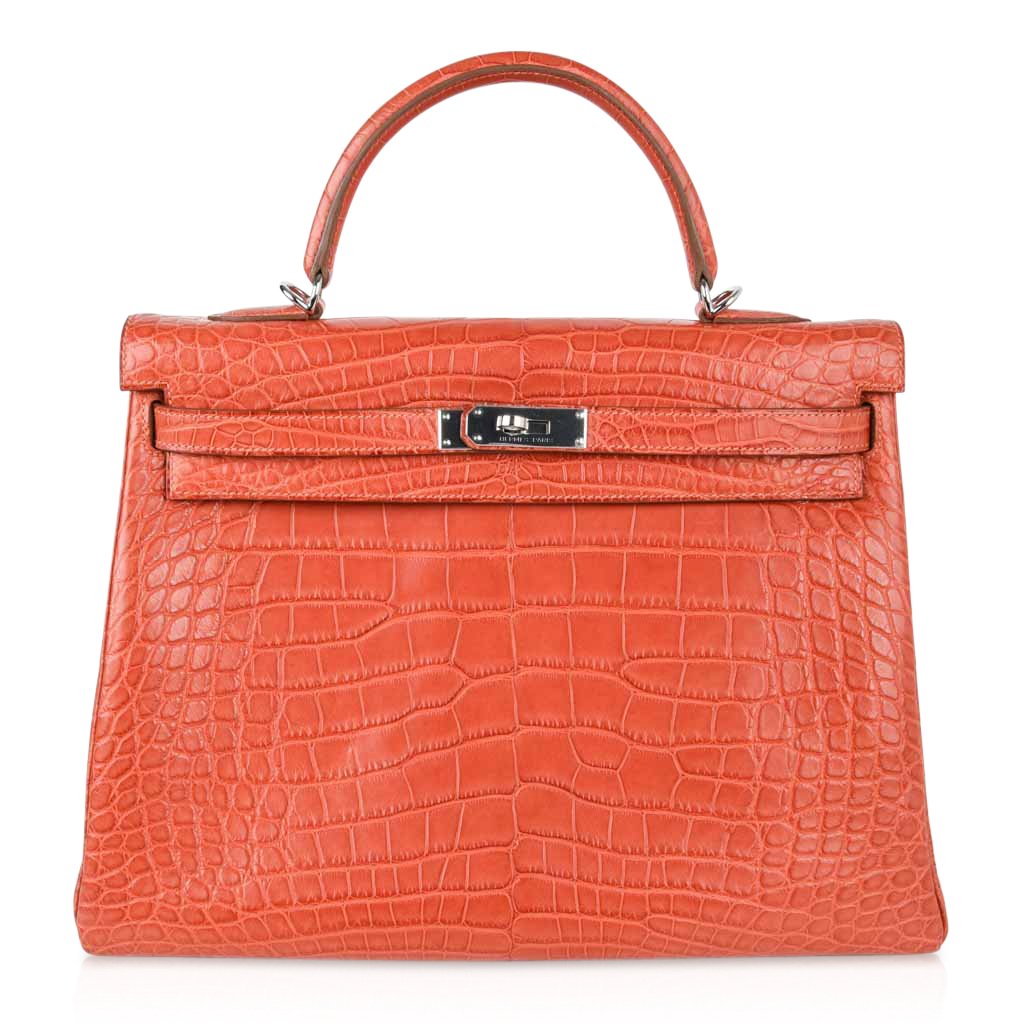 👜Kelly 35 Retourne Bag Sanguine Matte Alligator with Palladium Hardware