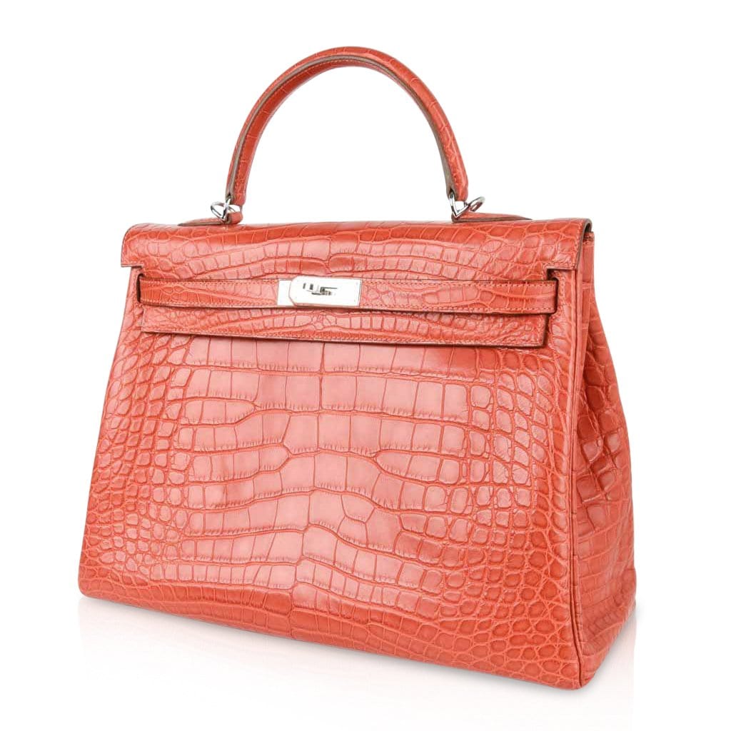 👜Kelly 35 Retourne Bag Sanguine Matte Alligator with Palladium Hardware