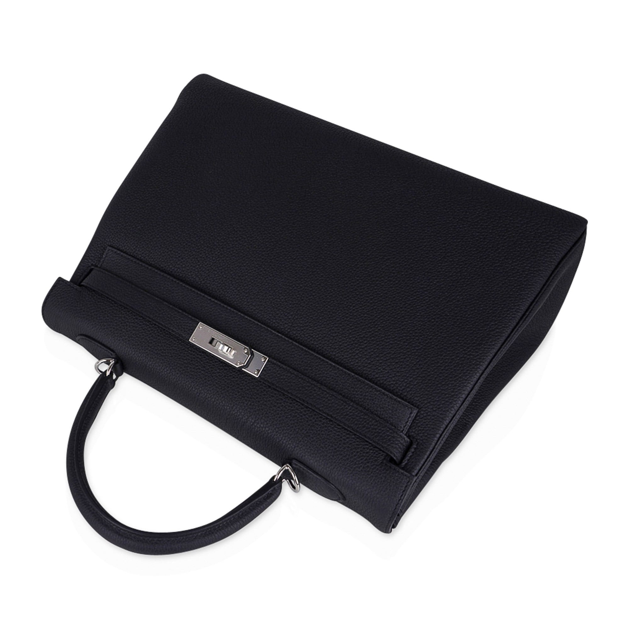 👜Kelly 35 Bag Black Retourne Togo Palladium Hardware New