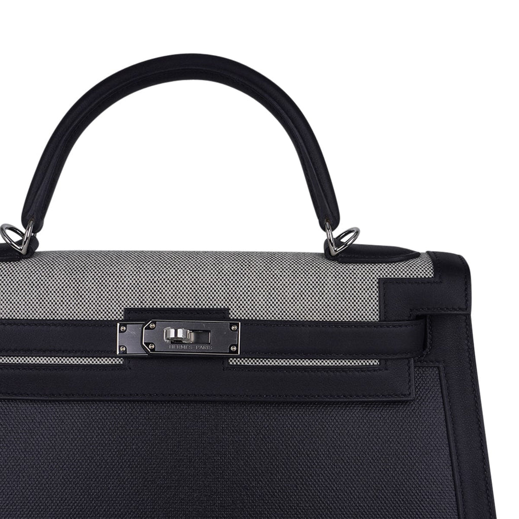 👜Kelly 32 Sellier Bag Toile H Berline & Plume Swift Leather with Palladium Hardware