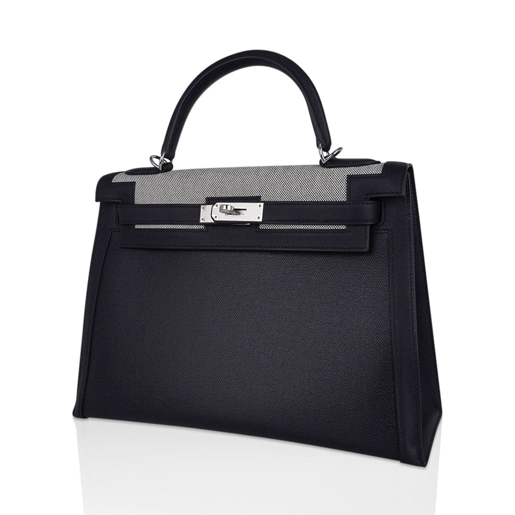 👜Kelly 32 Sellier Bag Toile H Berline & Plume Swift Leather with Palladium Hardware