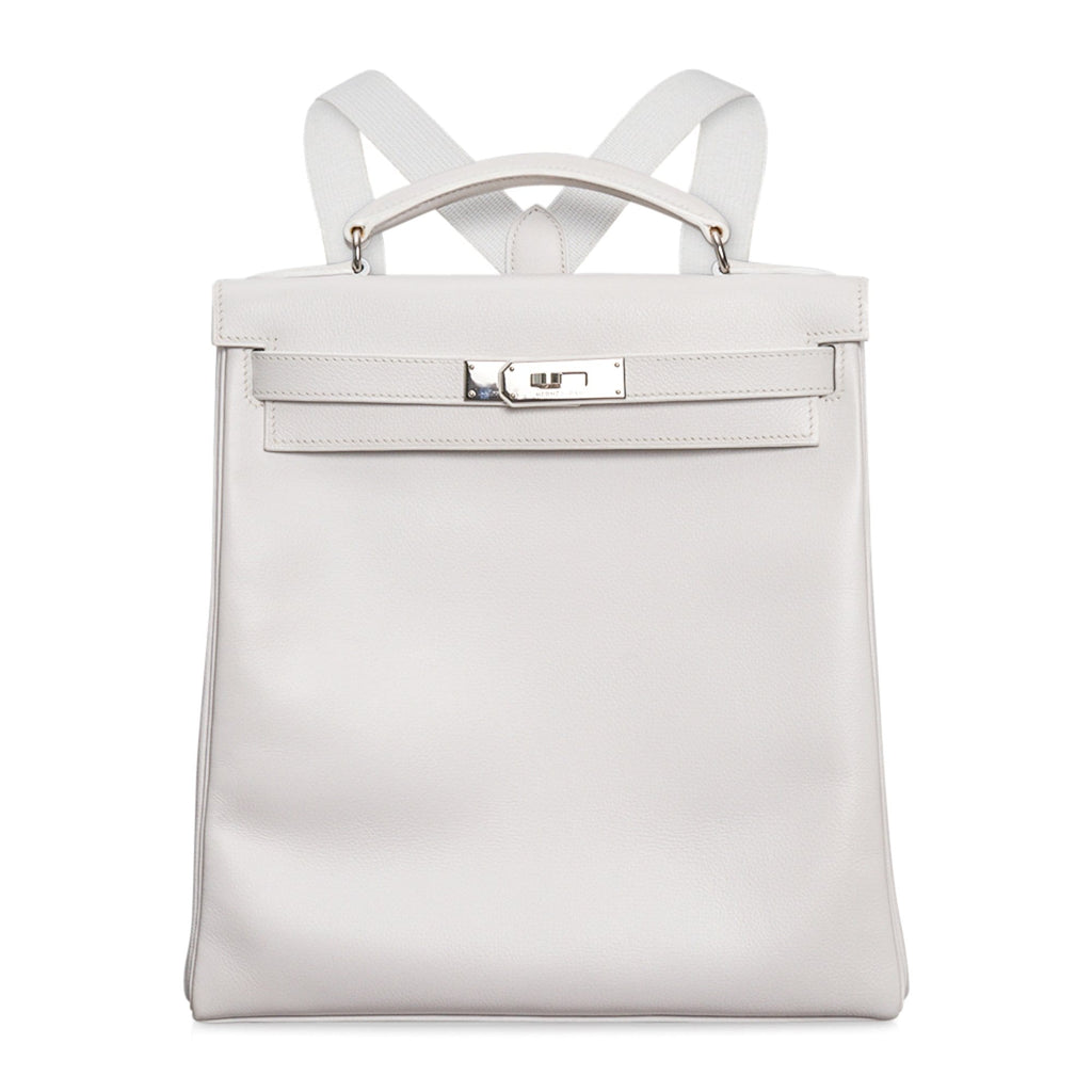 👜Kelly Ado 28 Bag White Evergrain Palladium Hardware