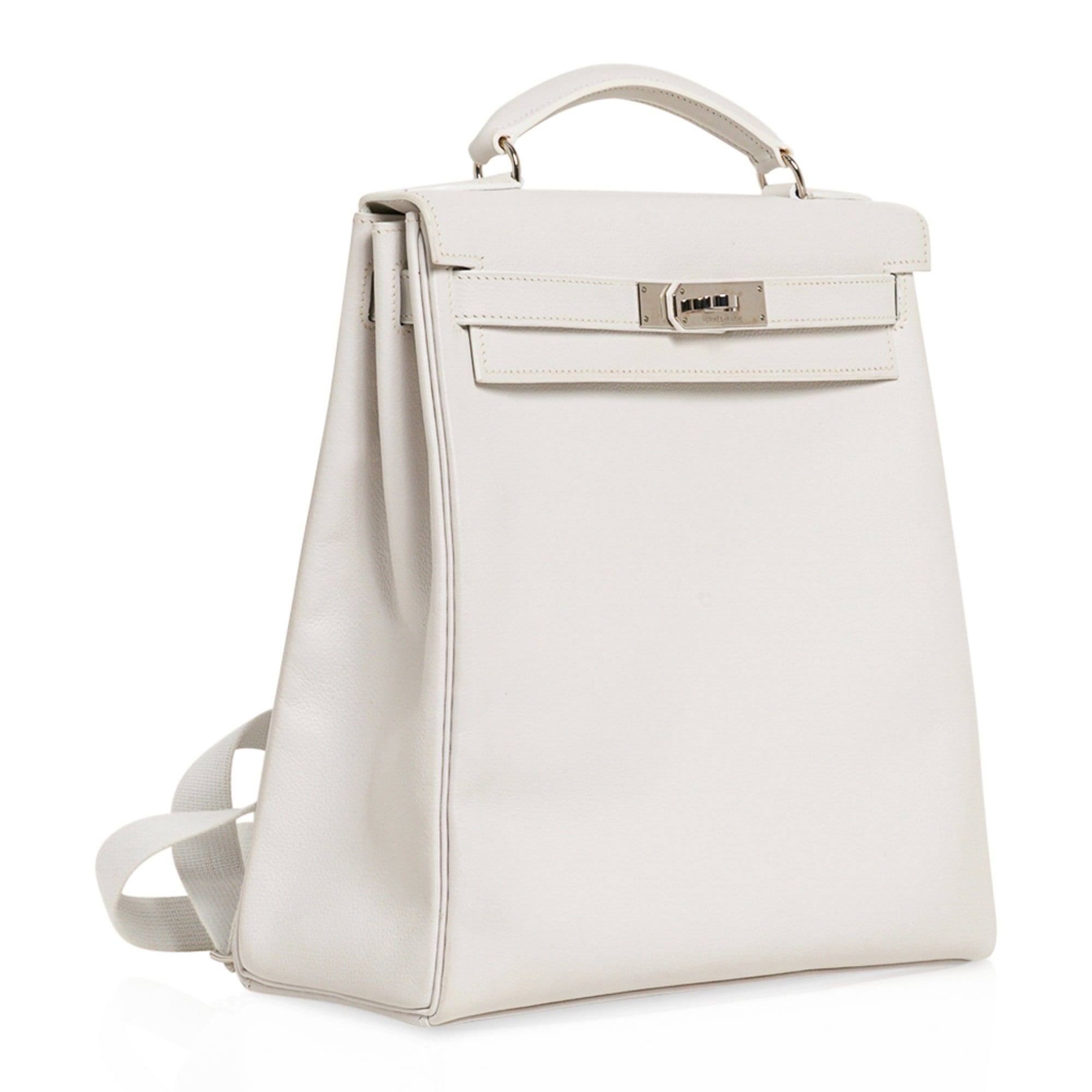 👜Kelly Ado 28 Bag White Evergrain Palladium Hardware