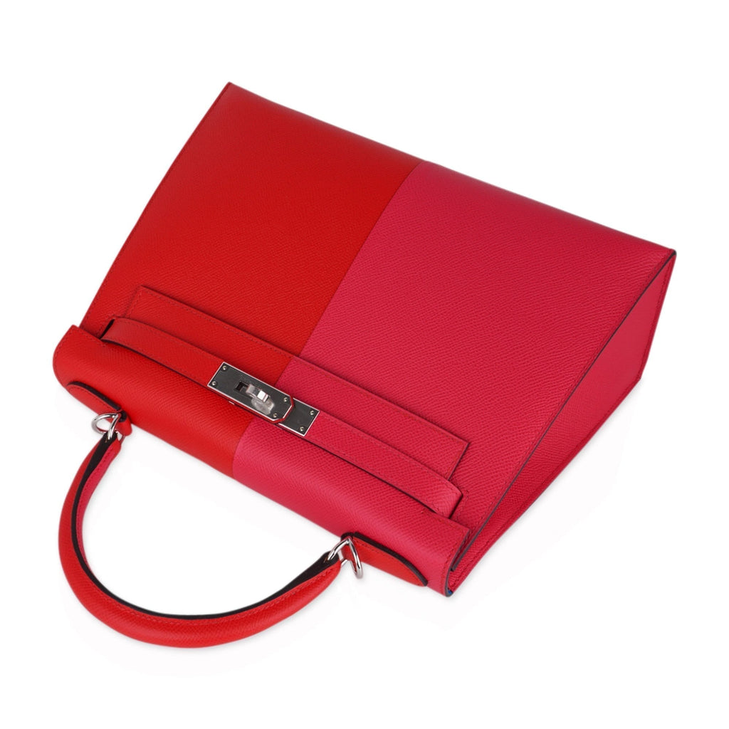 👜Kelly 28 Casaque Sellier Bag Rouge de Coeur/Rose Extreme Limited Edition