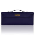 👜Kelly Cut Bag Blue Encre Swift with Gold Hardware