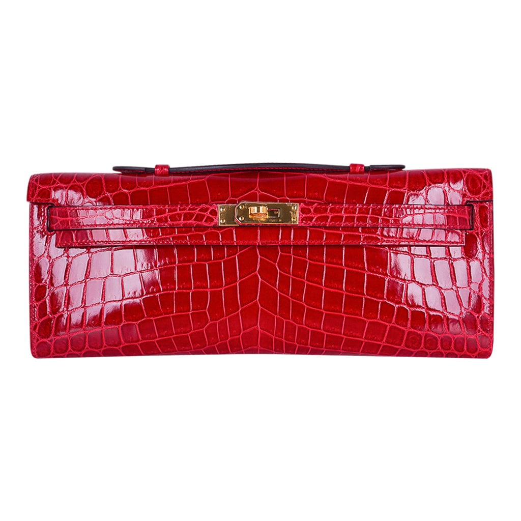 👜Kelly Cut Bag Braise Niloticus Crocodile with Gold Hardware