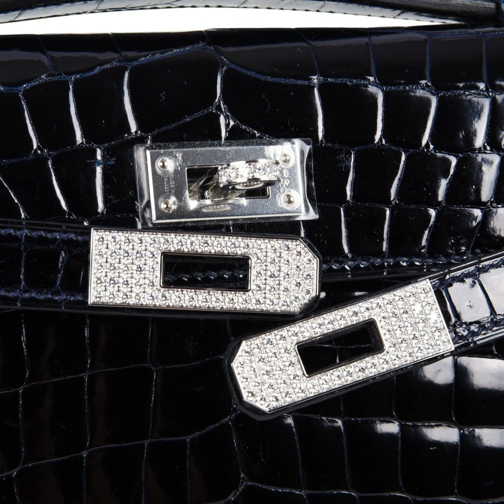 👜Kelly Cut Diamond Blue Marine Crocodile Bag Exquisite Clutch