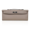 👜Kelly Cut Bag Gris Asphalte Gray Clutch Swift Palladium