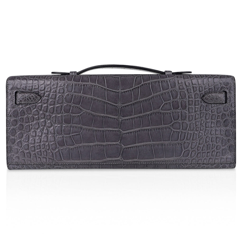 👜Kelly Cut Bag Gris Paris Grey Matte Alligator Palladium VERY rare