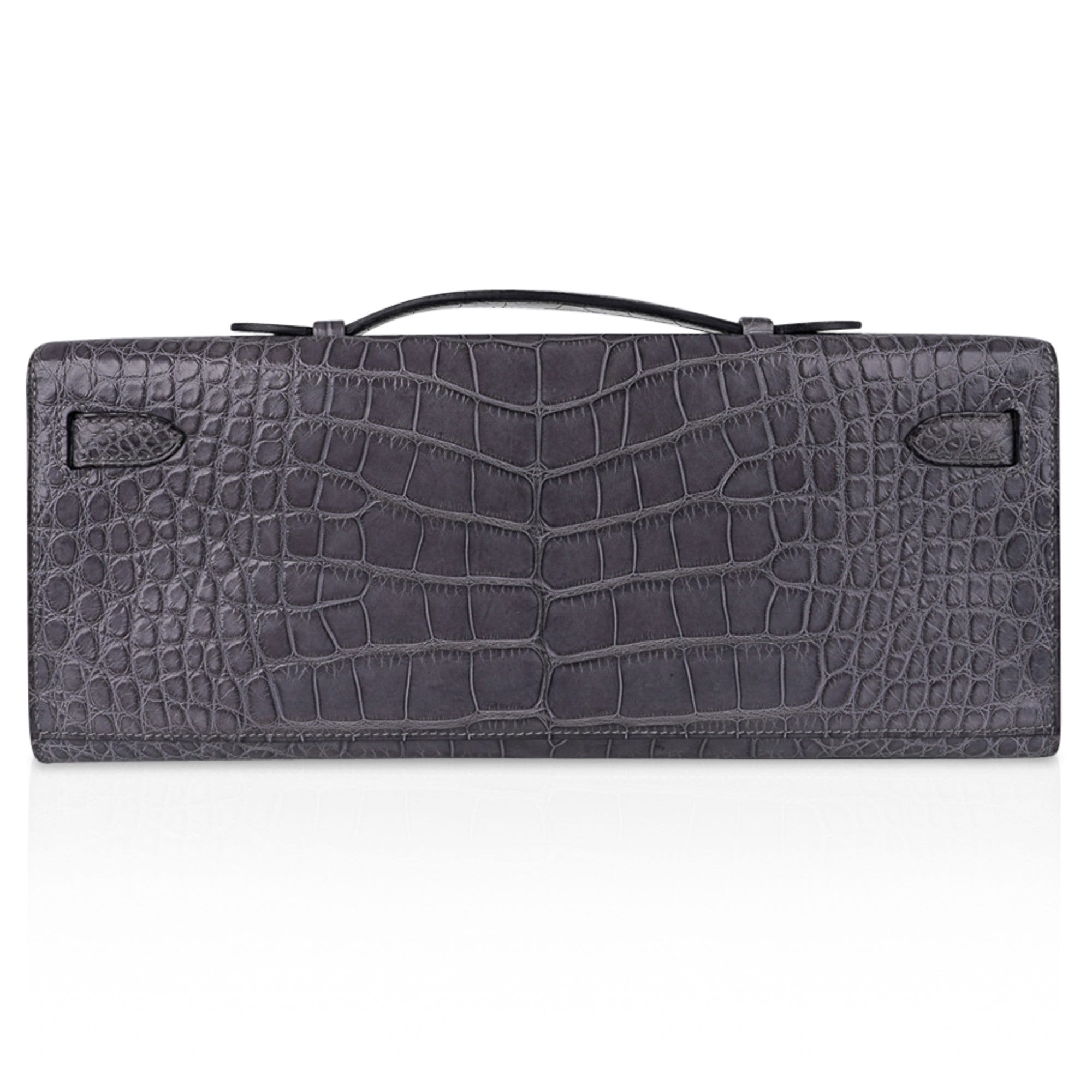 👜Kelly Cut Bag Gris Paris Grey Matte Alligator Palladium VERY rare