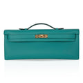 👜Kelly Cut Vert Verone Clutch Bag Gold Hardware Swift Leather