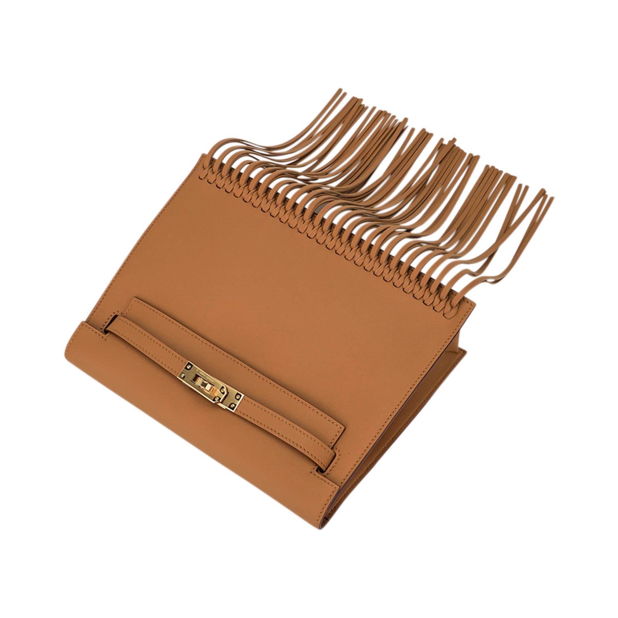👜Kelly Danse Fringe Bag Sesame with Gold Hardware