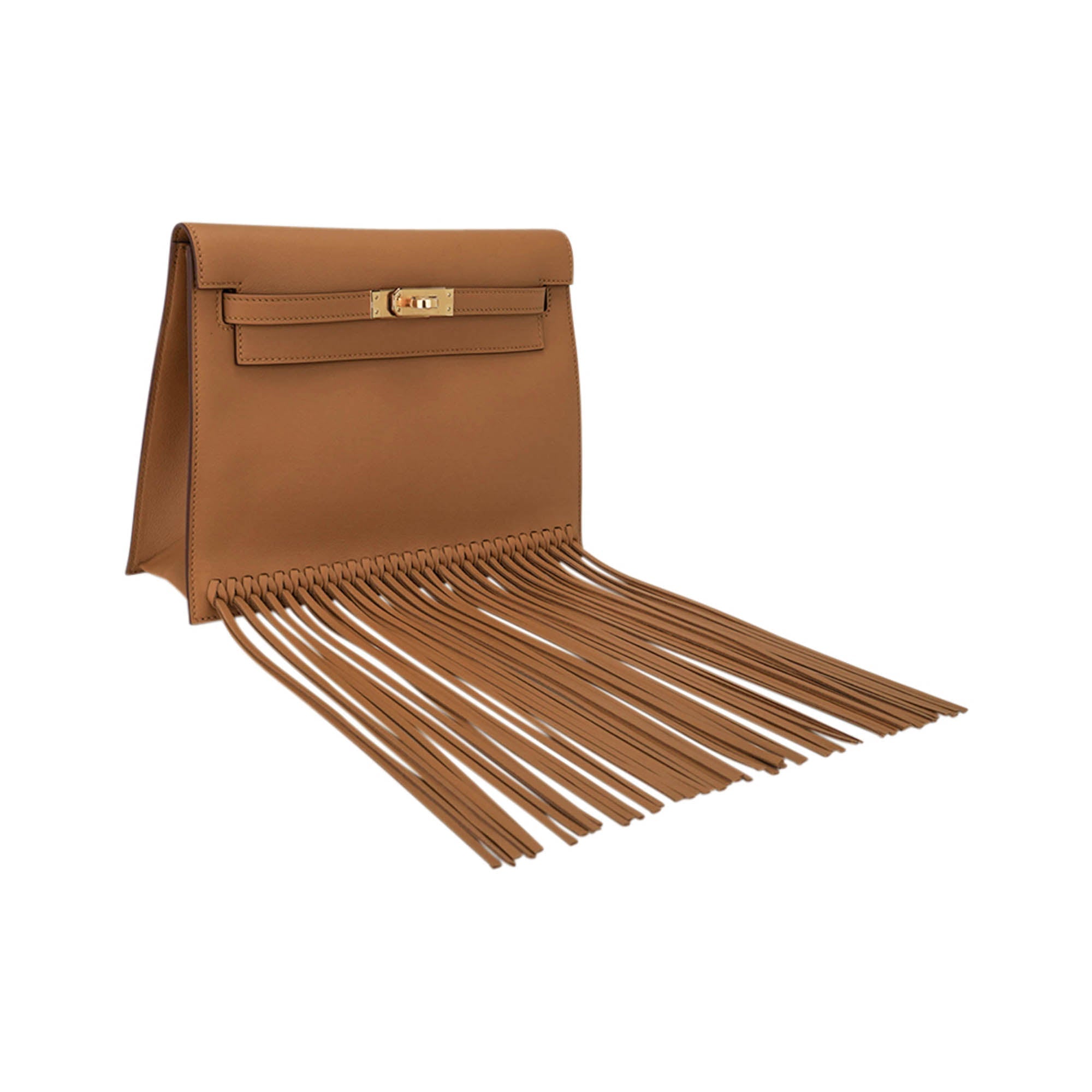 👜Kelly Danse Fringe Bag Sesame with Gold Hardware