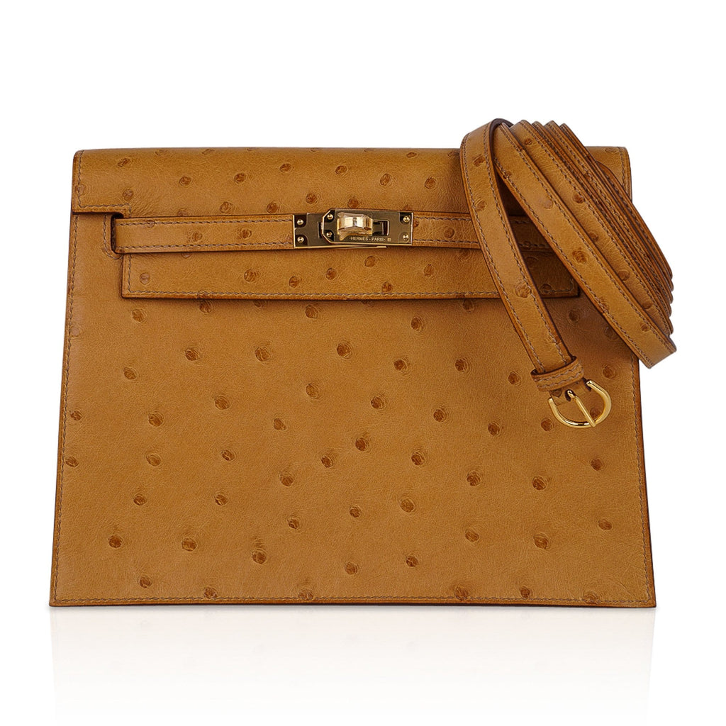 👜Kelly Danse Bag Tabac Camel Ostrich with Gold Hardware