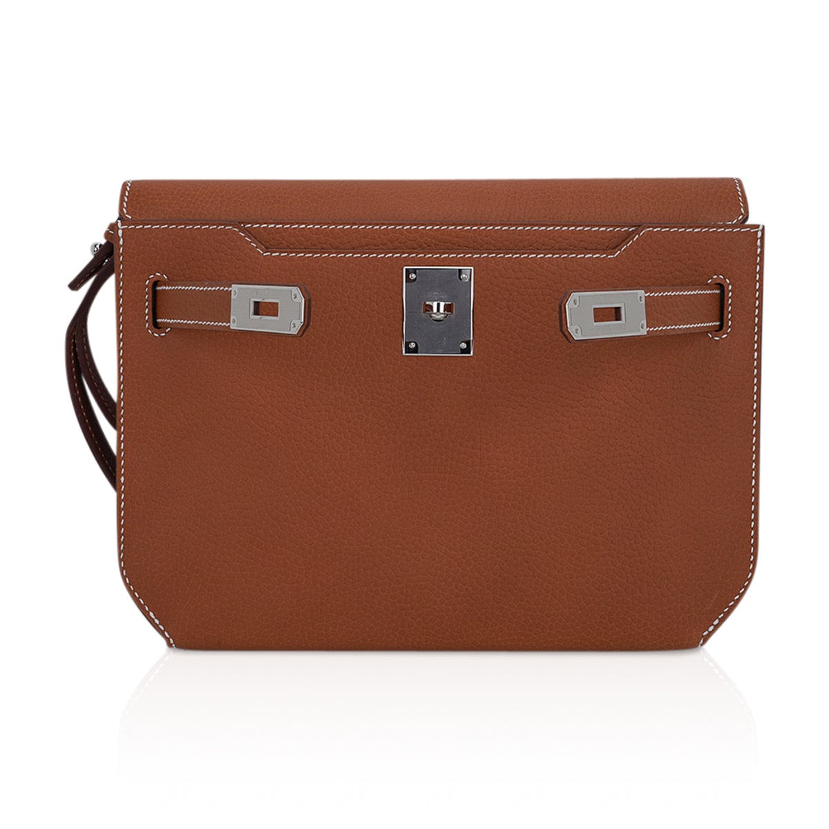 👜Kelly Depeches 25 Pouch Fauve Galop D’Vache Palladium Hardware