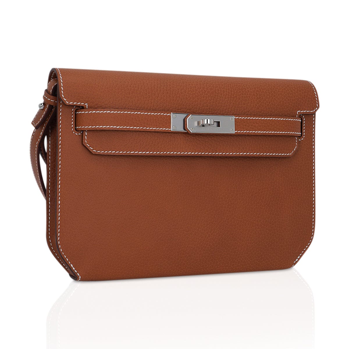 👜Kelly Depeches 25 Pouch Fauve Galop D’Vache Palladium Hardware