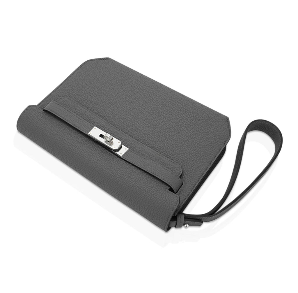 👜Kelly Depeches 25 Pouch Bag Etain Togo Leather with Palladium Hardware
