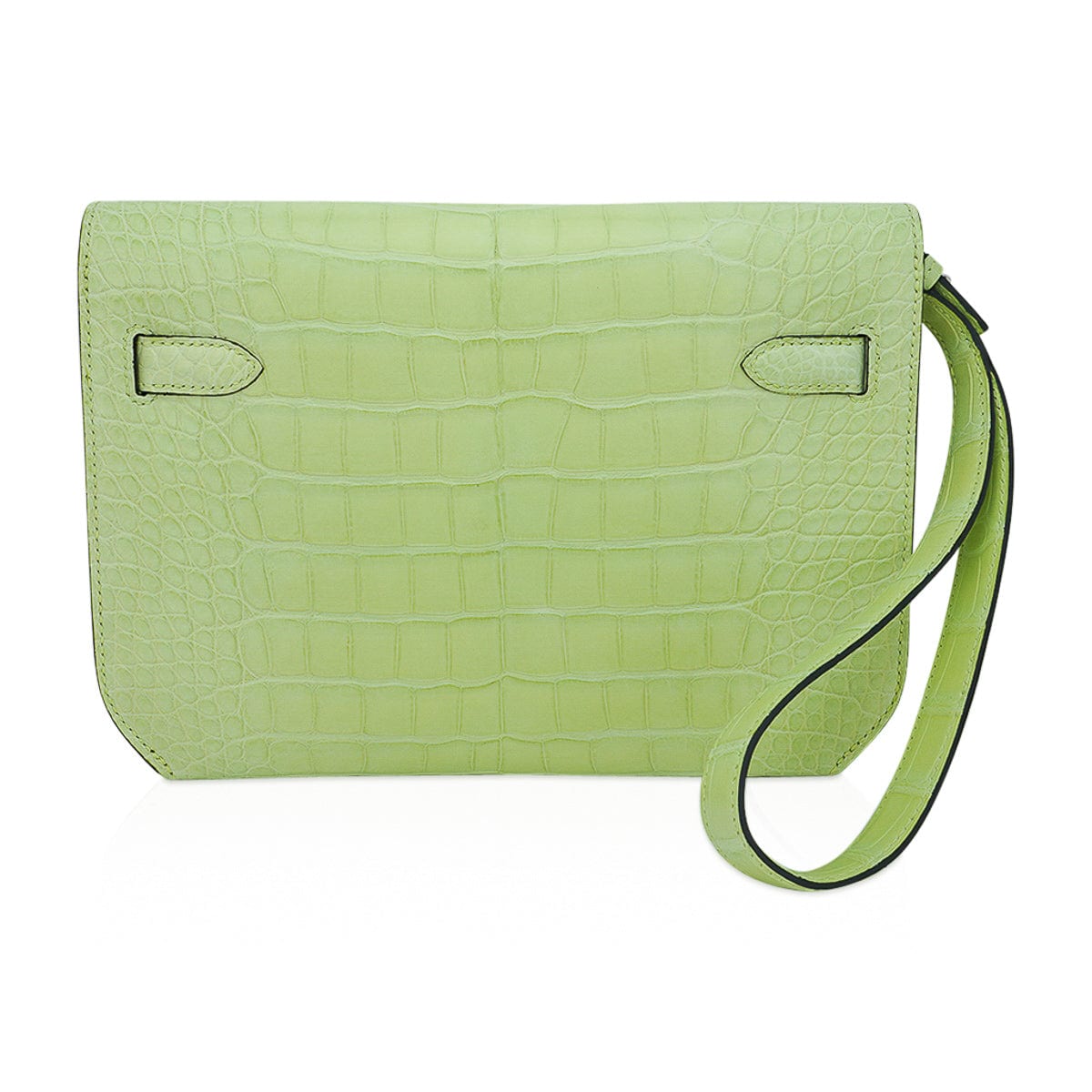 👜Kelly Depeches 25 Pouch Jaune Bourgeon Matte Alligator Palladium Hardware