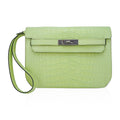 👜Kelly Depeches 25 Pouch Jaune Bourgeon Matte Alligator Palladium Hardware