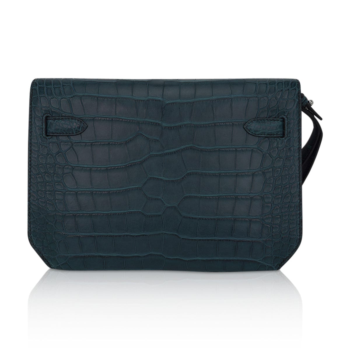 👜Kelly Depeches 25 Pouch Vert Rousseau Matte Alligator Palladium Hardware